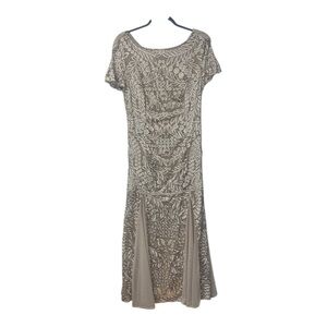 Alex Evenings Beige Lace Midi Dress